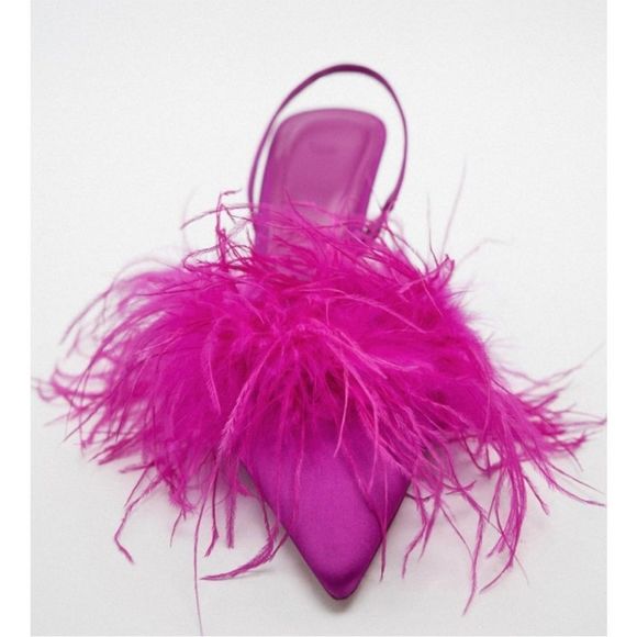 ❤️🔥Zara feathered fabric heeled shoes 038/42 - Picture 9 of 16
